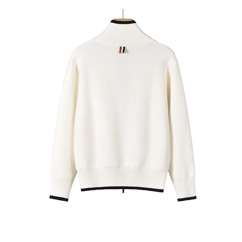 Cotton Wool Knitted Cardigan - Premium White Button-Up