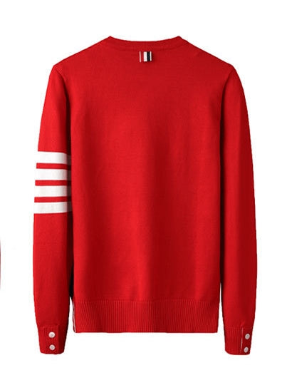 Thom Browne4-Bar Lucky Red Cotton V-Neck Cardigan - Zodiac Year Sweater (Extended Sizes)