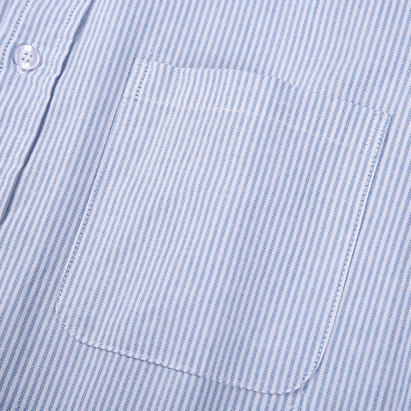 Men's Short Sleeve Oxford Shirt - 100% Cotton Striped Grosgrain Detail