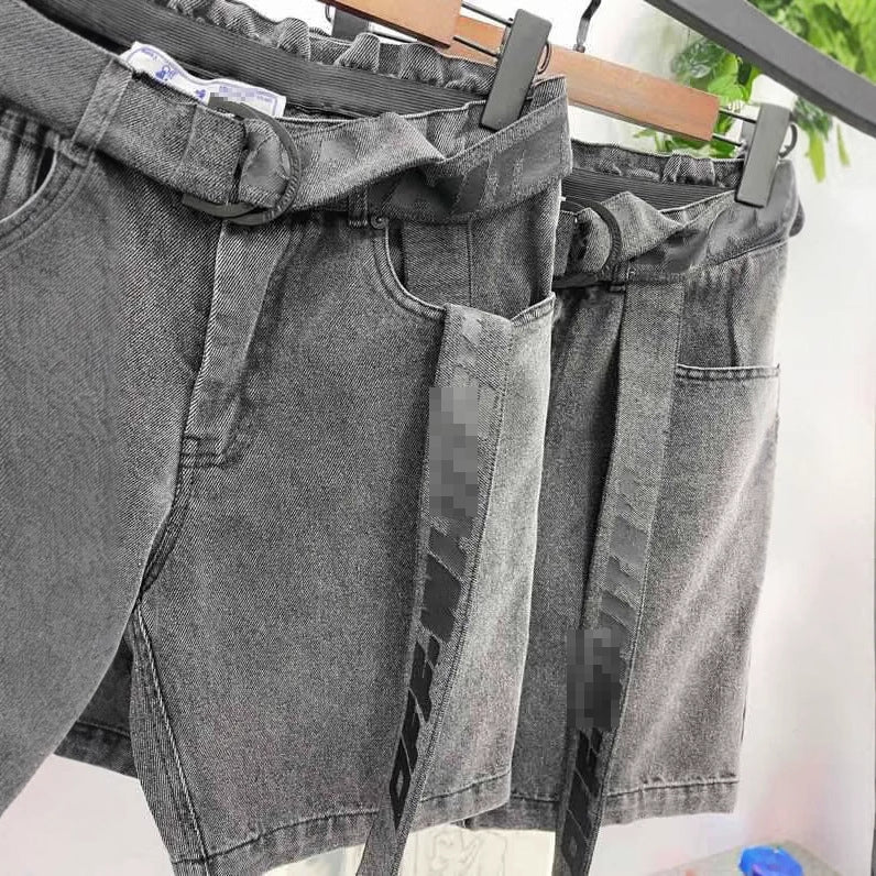 OFF-Whlte Lettering denim shorts#27