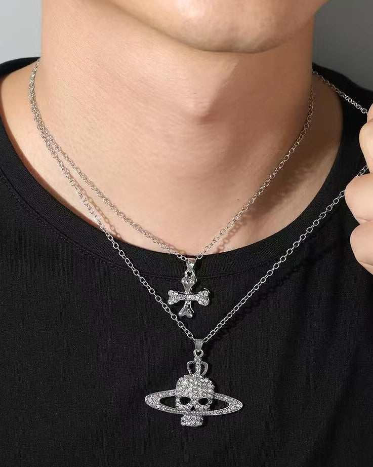 Vivienne Westwood Double-Layer Skull & Cross Necklace