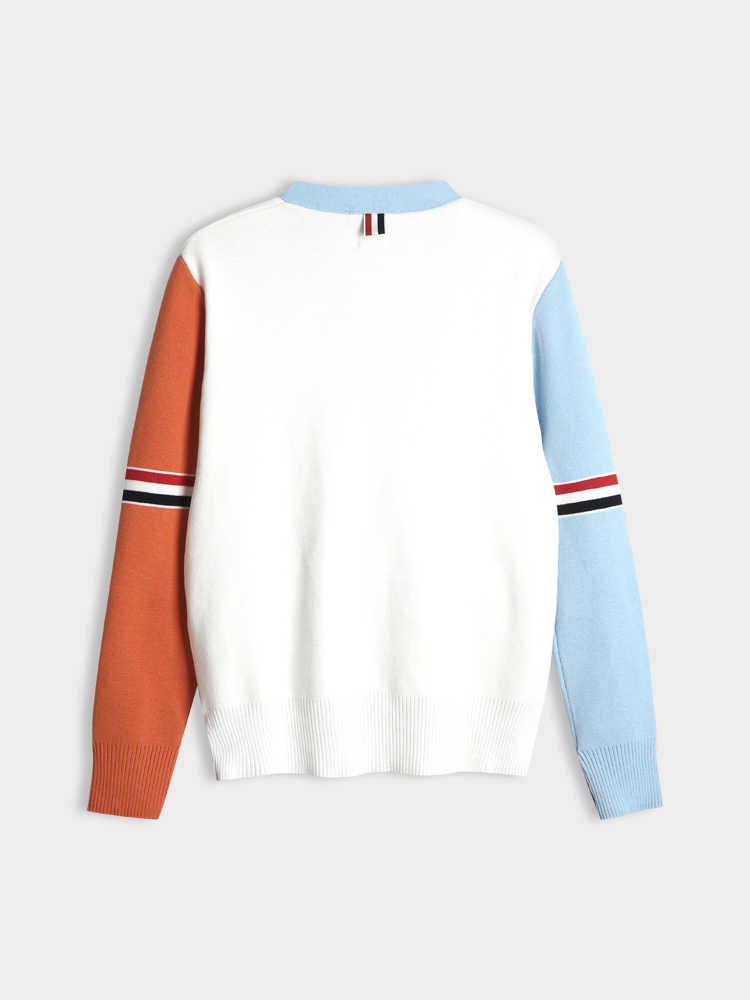 Thom BrowneMen's Classic V-Neck Knitted Cardigan with 4-Bar Sleeve Detail