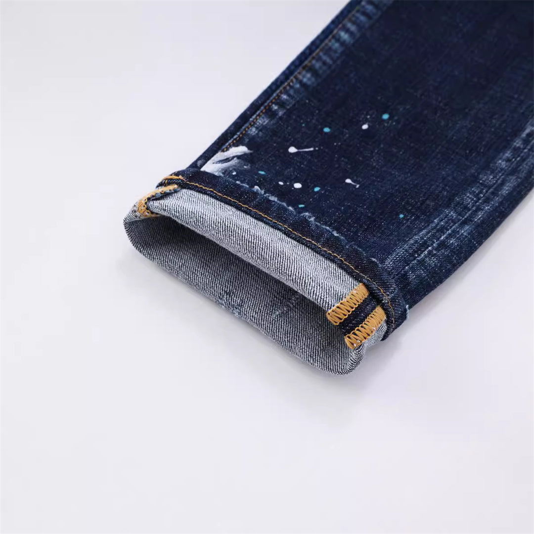 DSQ2 Men's Slim Fit Ripped Jeans – Dark Wash Stretch Denim
