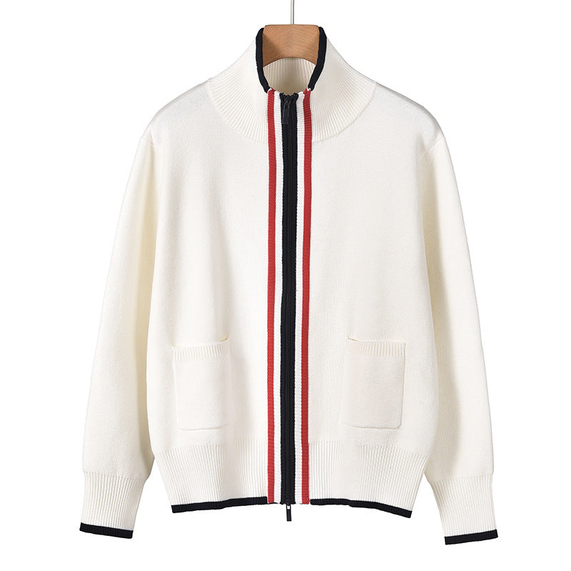 Cotton Wool Knitted Cardigan - Premium White Button-Up