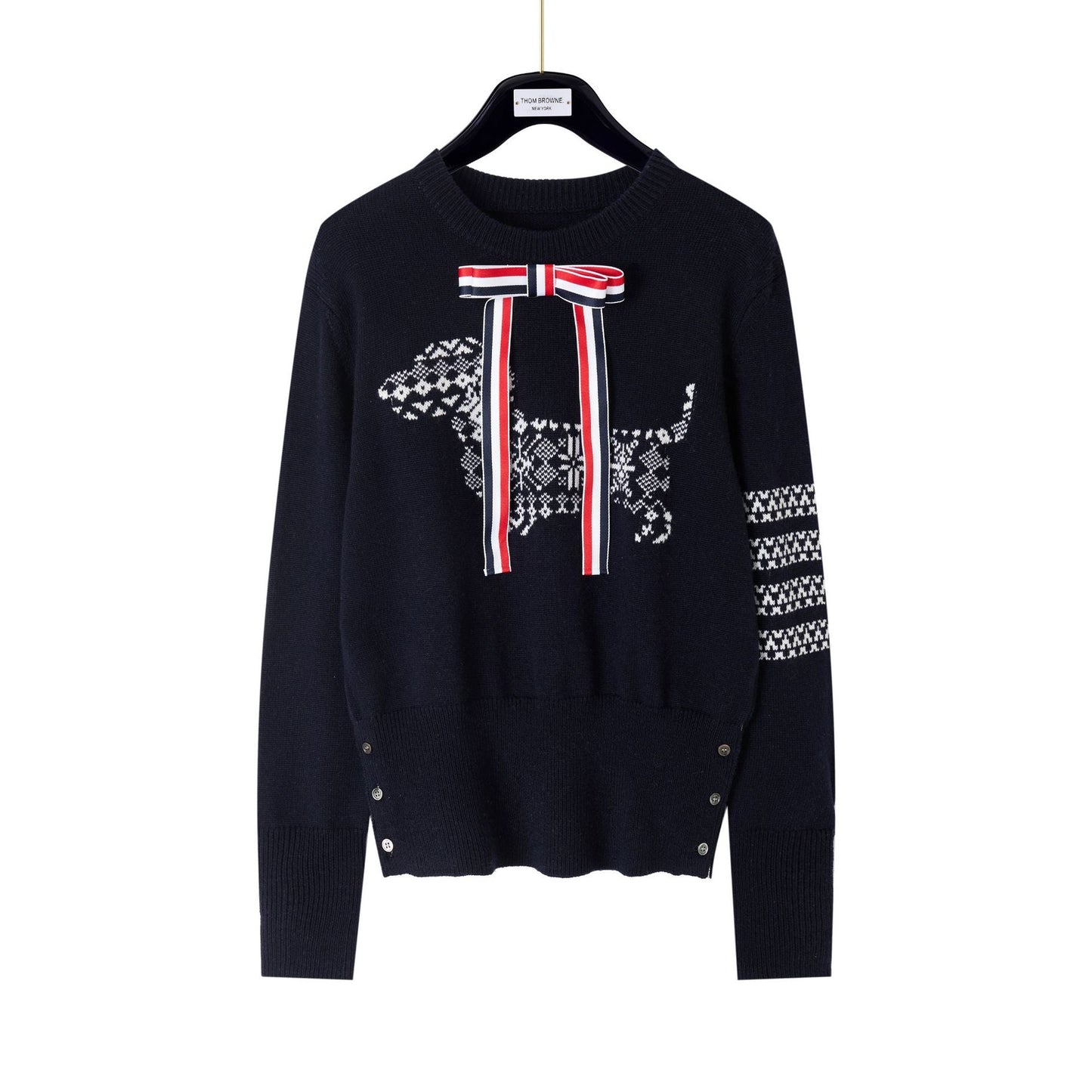 Thom Browne4-Bar Snowflake Dog Knitted Sweater - Premium Cotton Wool Cardigan