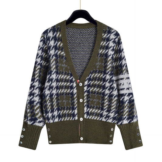 Thom BrowneClassic V-Neck Knitted Cardigan Sweater