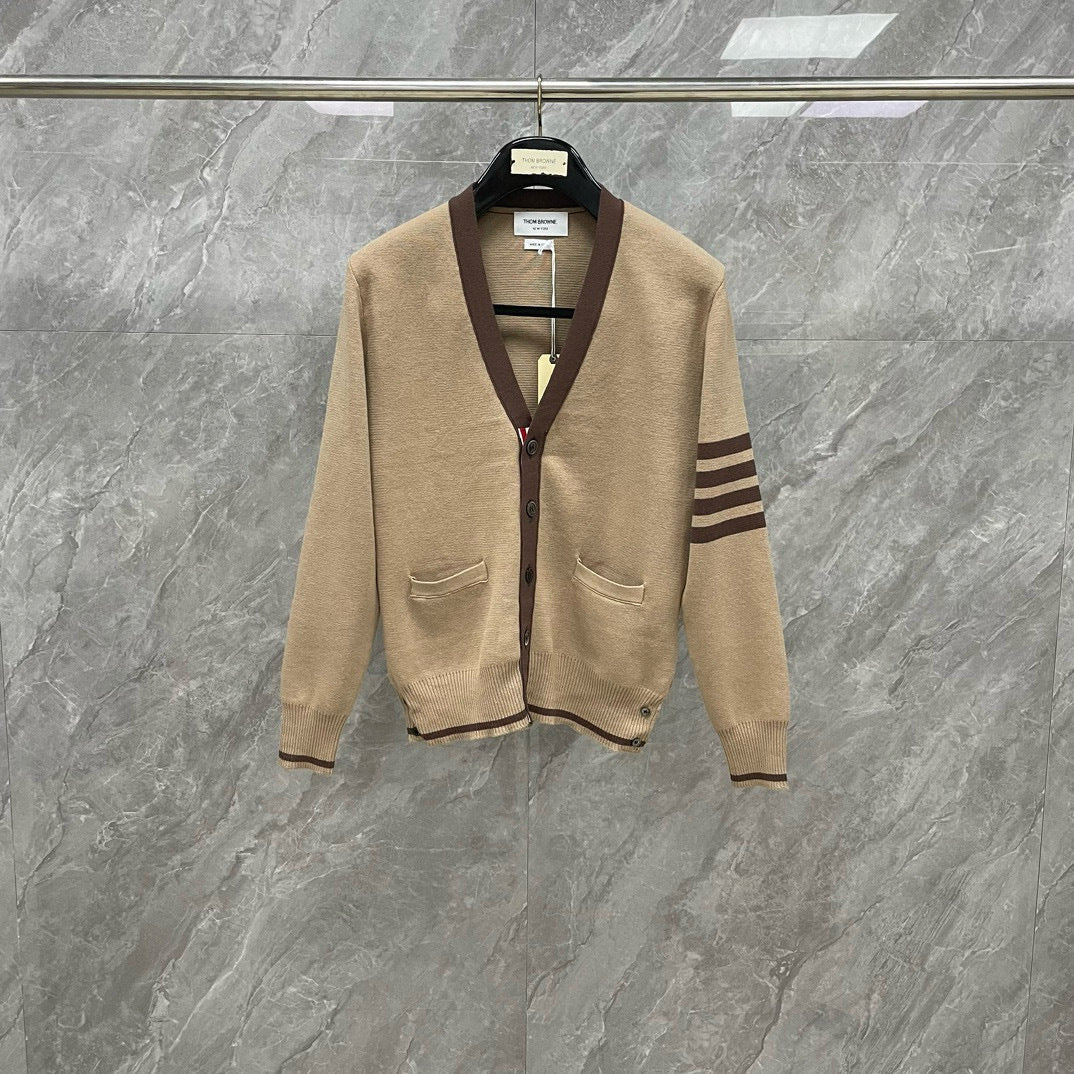 Thom BrowneClassic V-Neck Knitted Cardigan Sweater