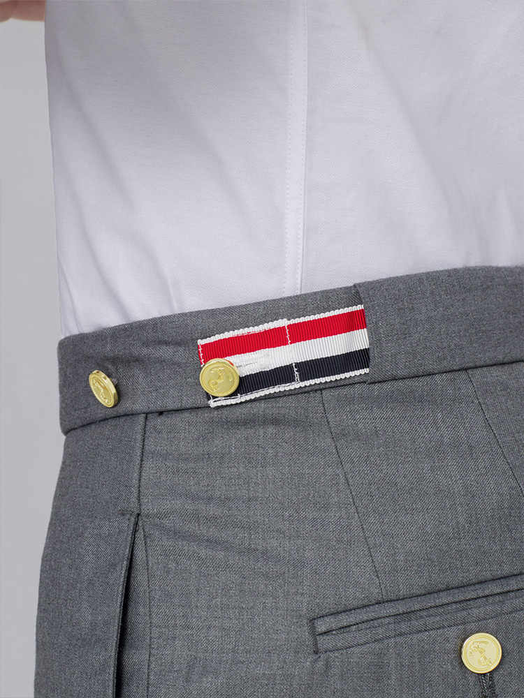 Thom BrowneMen's Casual Trousers - 100% Wool with Adjustable Backstrap