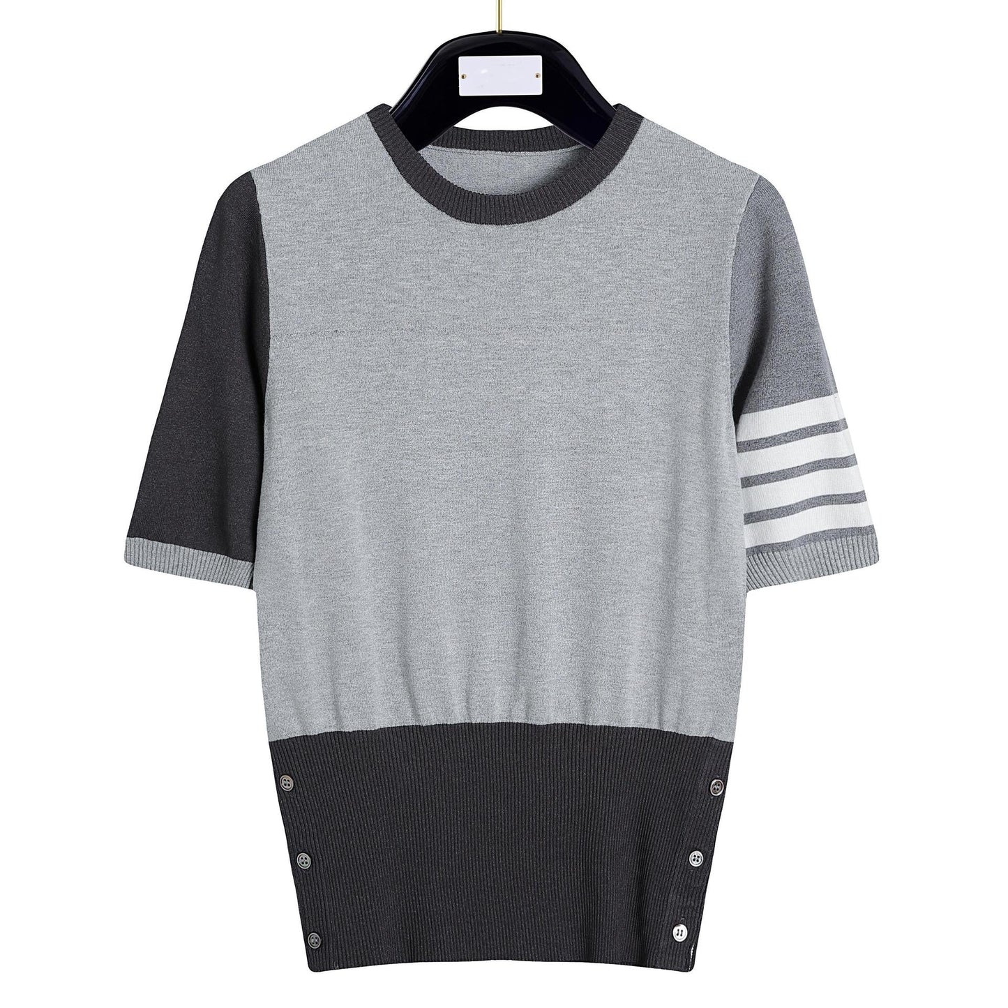Thom BrownePremium Knitted Cotton T-Shirt - Soft Button-Front Top