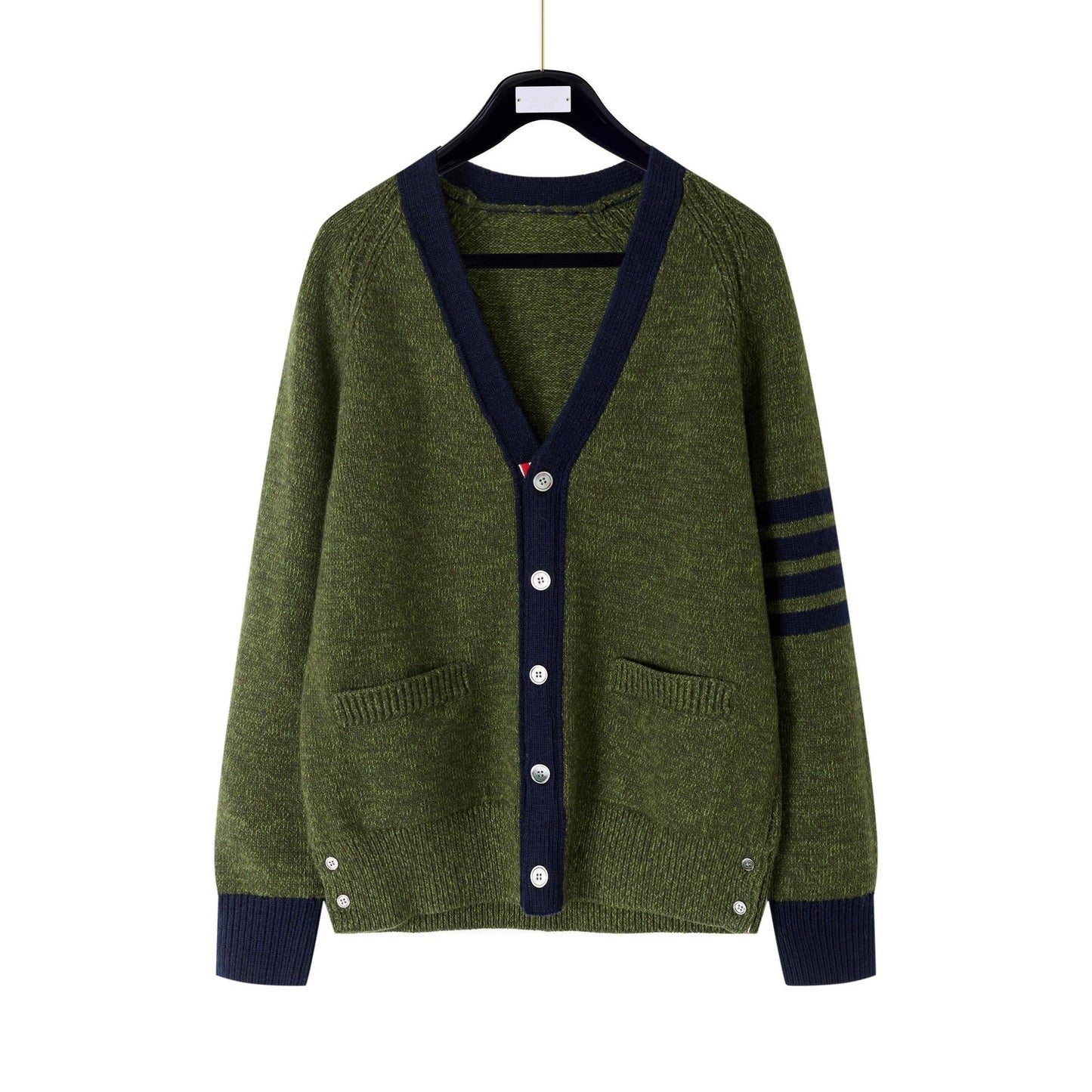 Thom Browne4-Bar Premium Cotton Wool Knitted Cardigan - Military Green