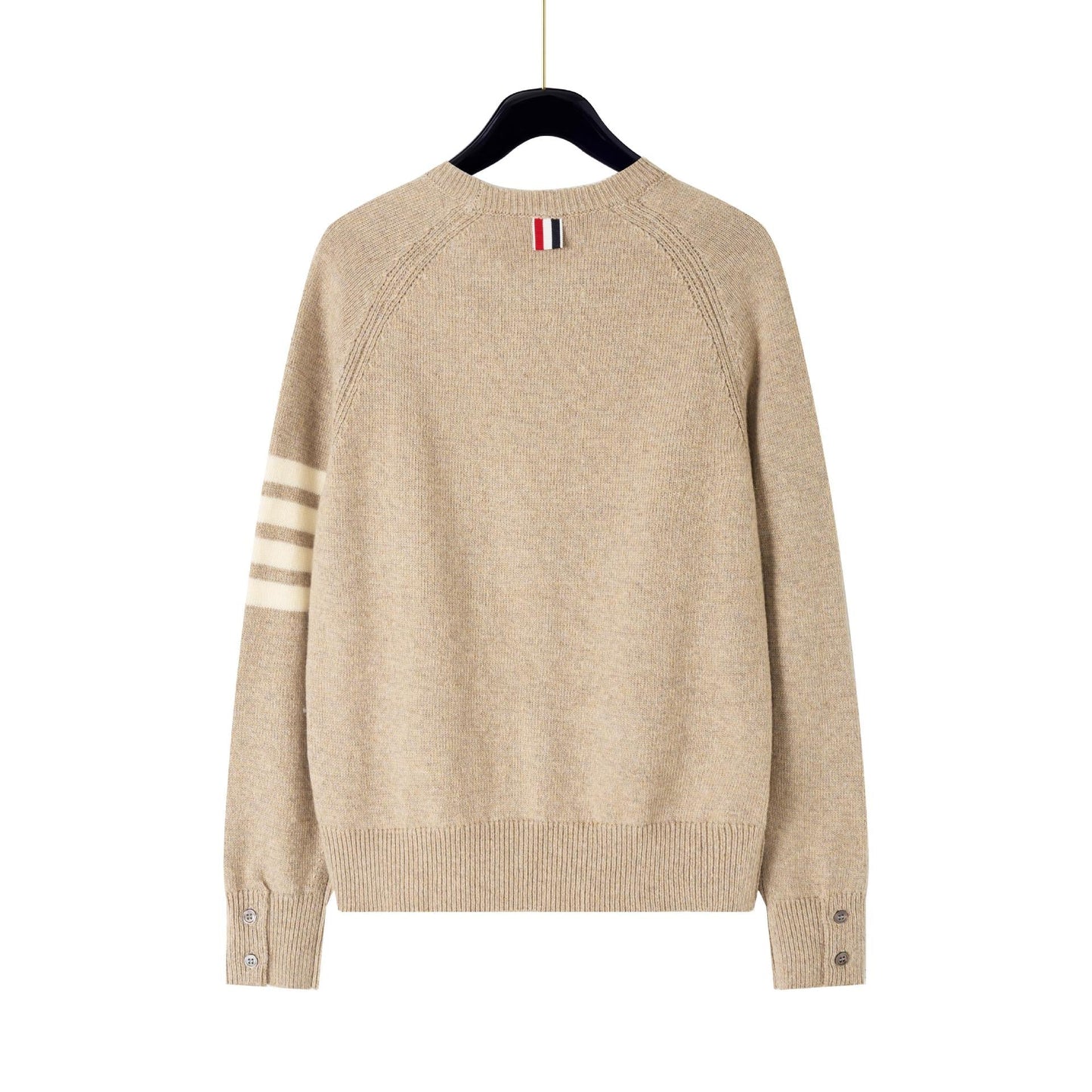 Thom Browne4-Bar Cotton V-Neck Cardigan - Premium Khaki Knit Sweater