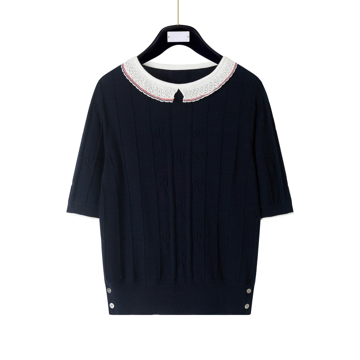 New Lace-Collar Knitted T-Shirt