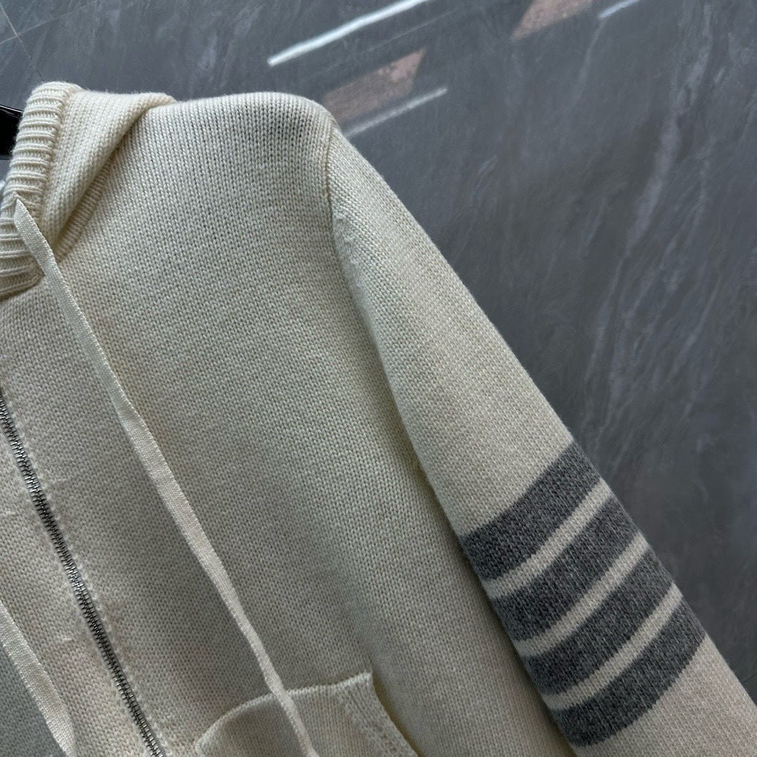 Thom BrownePremium Thick Cotton Wool Hooded Cardigan - Unisex (3 Colors)