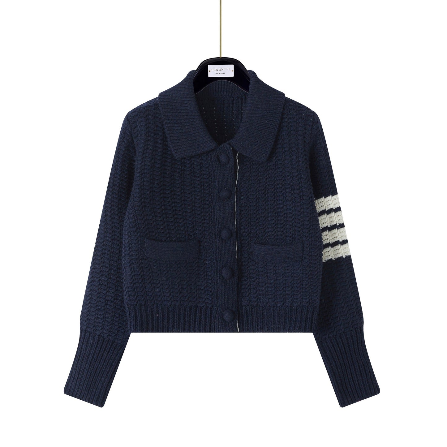 Thom BrowneWomen's Premium Wool Knit Cardigan - Japanese Crafted Partial Button Front