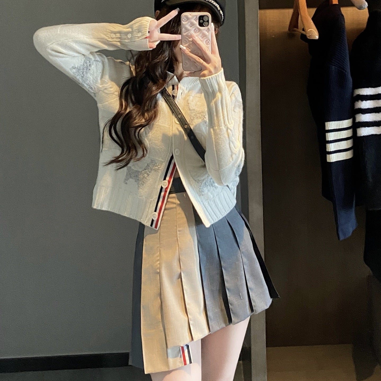 2025ss Colorblock pleated skirt