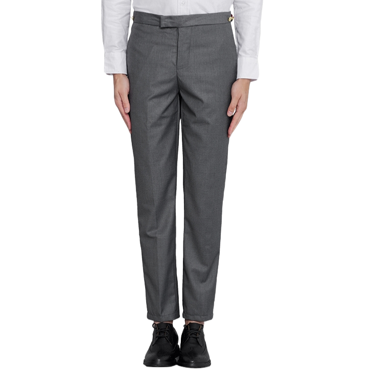 Thom BrowneMen's Casual Trousers - 100% Wool with Adjustable Backstrap