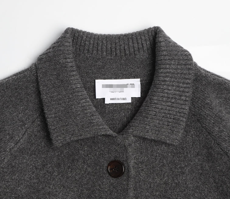 Thom BrowneWomen's Premium Wool Knit Coat - Japanese Crafted Partial Button Front