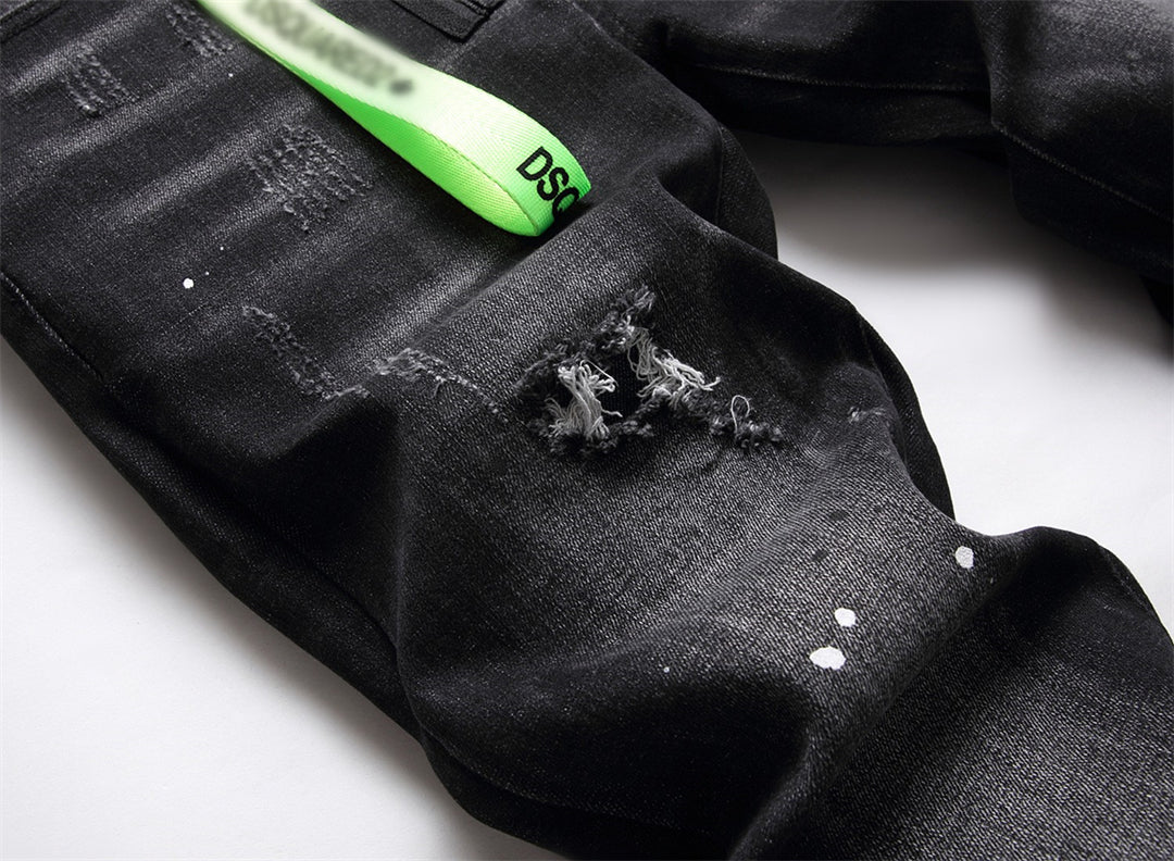 DSQ2 Men's Slim Fit Ripped Black Jeans – Italian Design