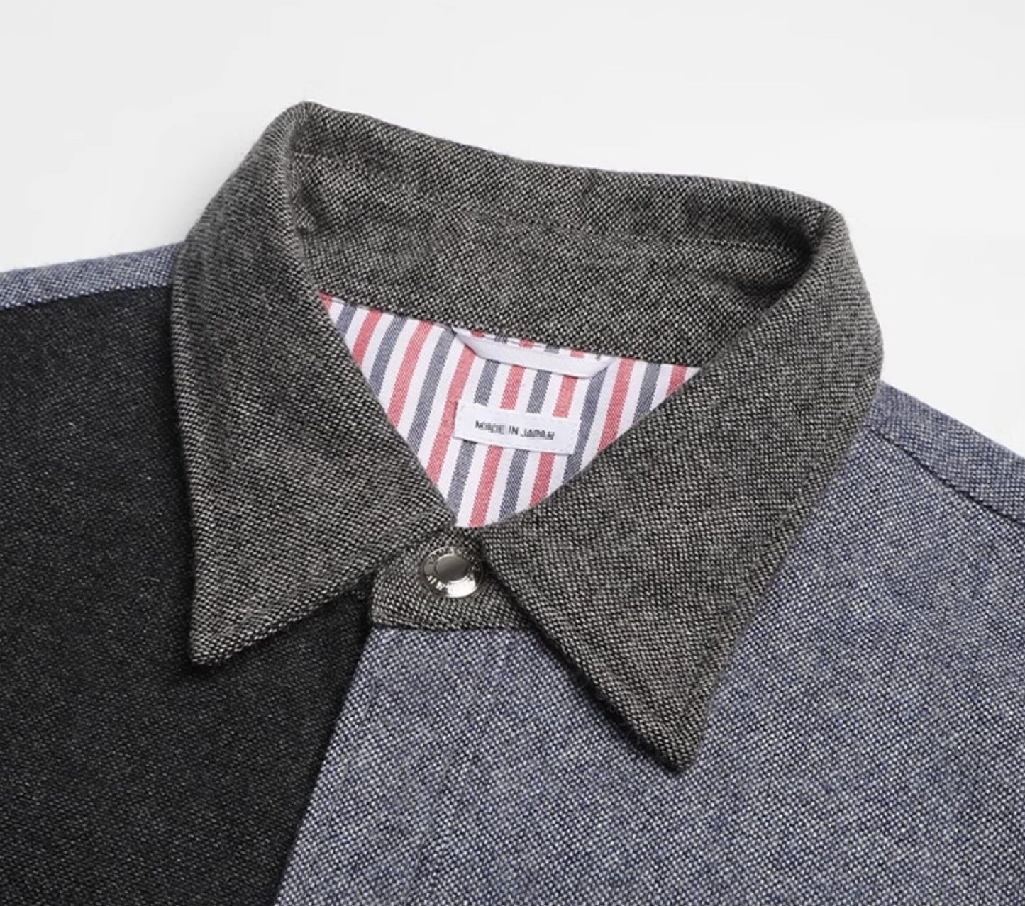 Color-block Jacket | Wool-Cotton Blend | Button Closure