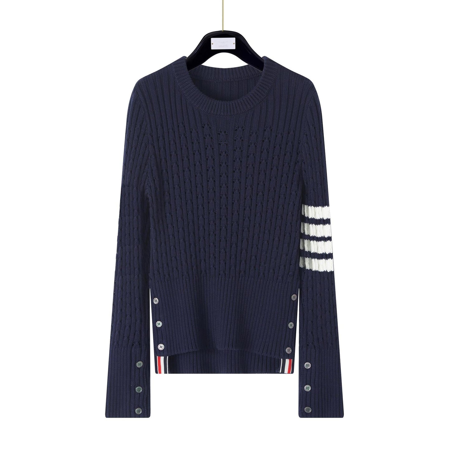 Thom BrowneWomen's Premium Wool Knit Sweater - Japanese Crafted Partial Button Front