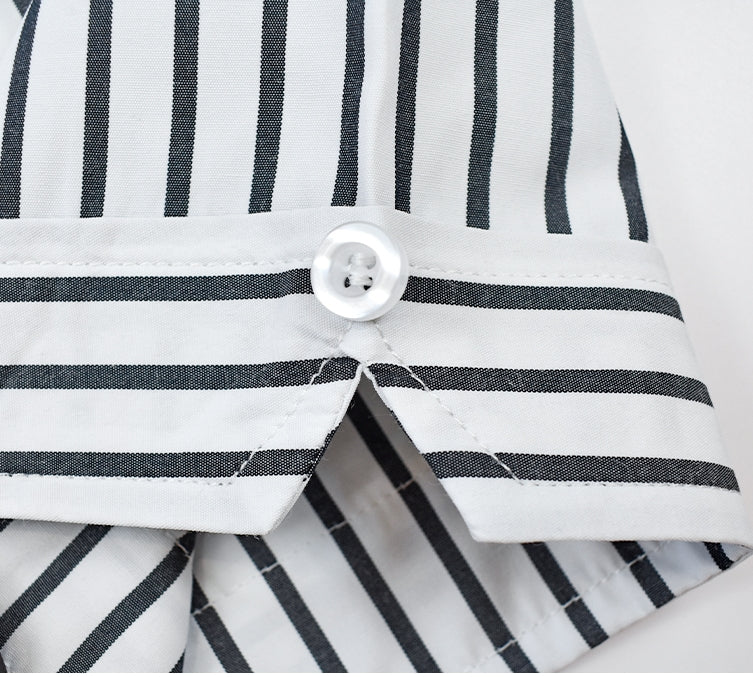 Thom BrowneMen's Striped Oxford Shirt - Premium Cotton Button Front Dress Shirt