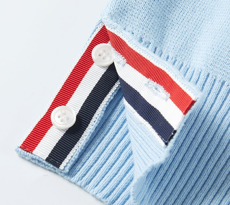 Thom BrowneMen's Classic V-Neck Knitted Cardigan with 4-Bar Sleeve Detail