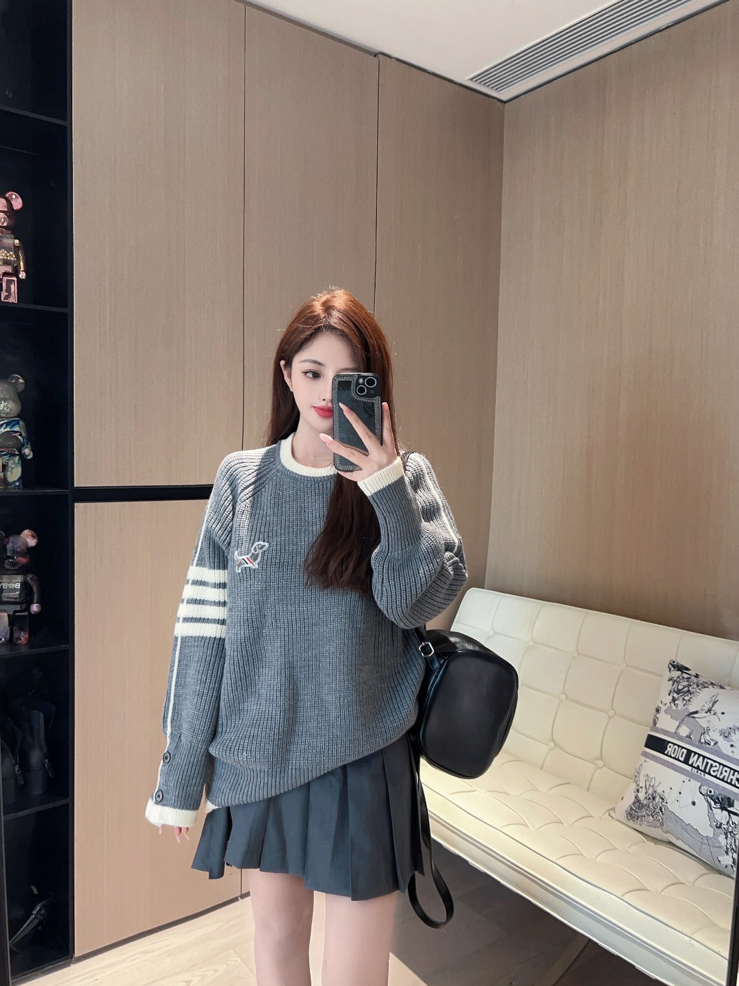 Japanese Cotton Pullover Sweater - Partial Button Front
