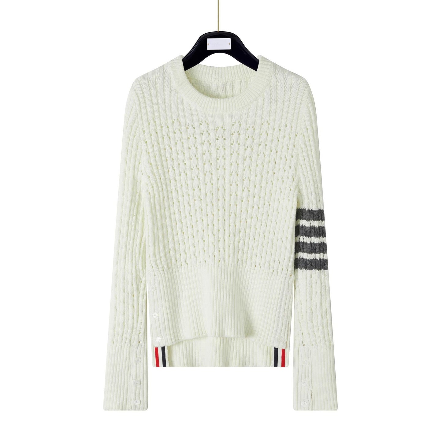 Thom BrowneWomen's Premium Wool Knit Sweater - Japanese Crafted Partial Button Front
