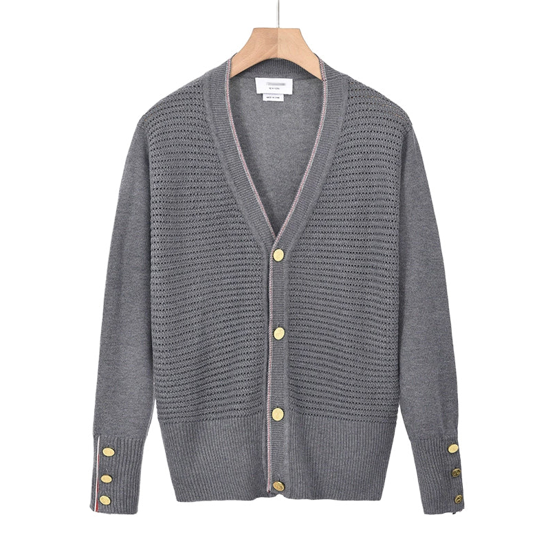 Thom BrowneClassic V-Neck Knitted Cardigan Sweater