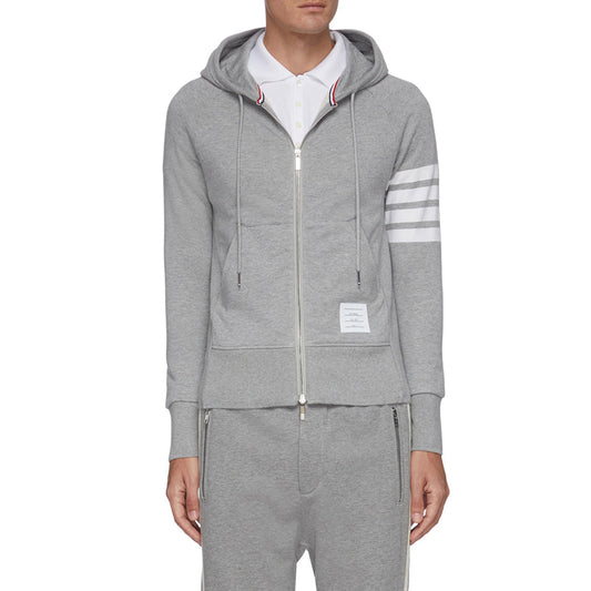 Thom Browne  4-Bar Couple Plush Hoodies - Premium Zip-Up Matching Hoodies