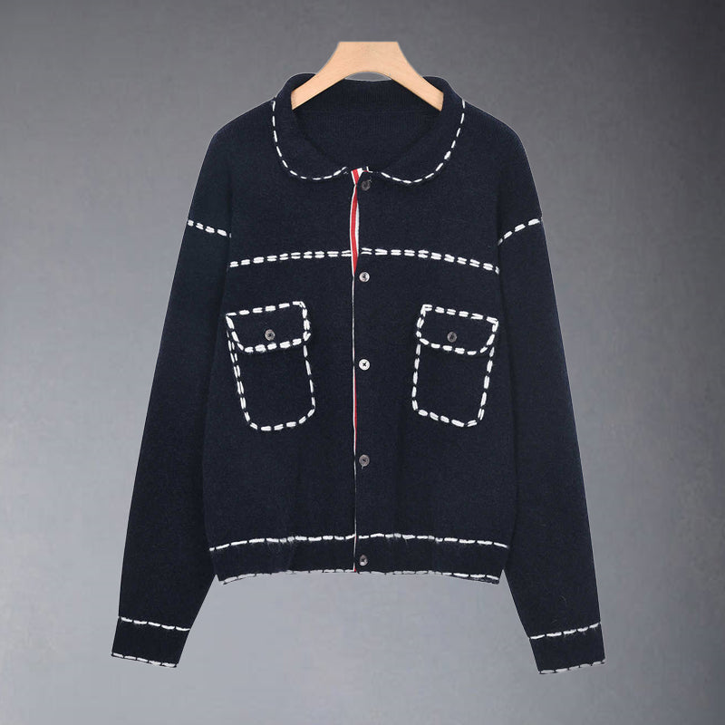 Thom BrowneClassic V-Neck Knitted Cardigan Sweater
