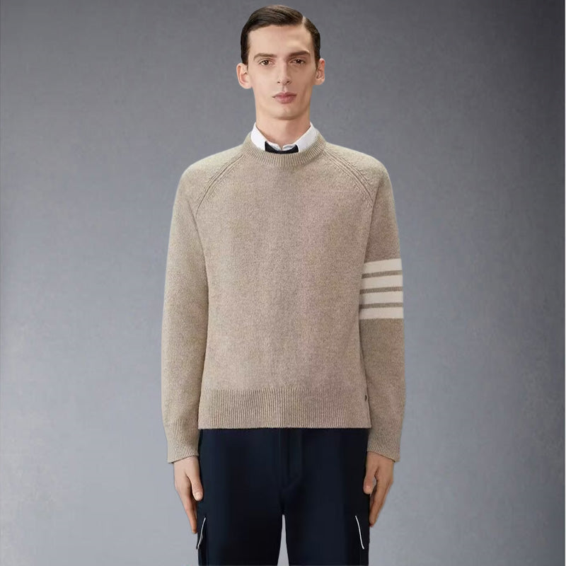 Thom Browne4-Bar Cotton V-Neck Cardigan - Premium Khaki Knit Sweater