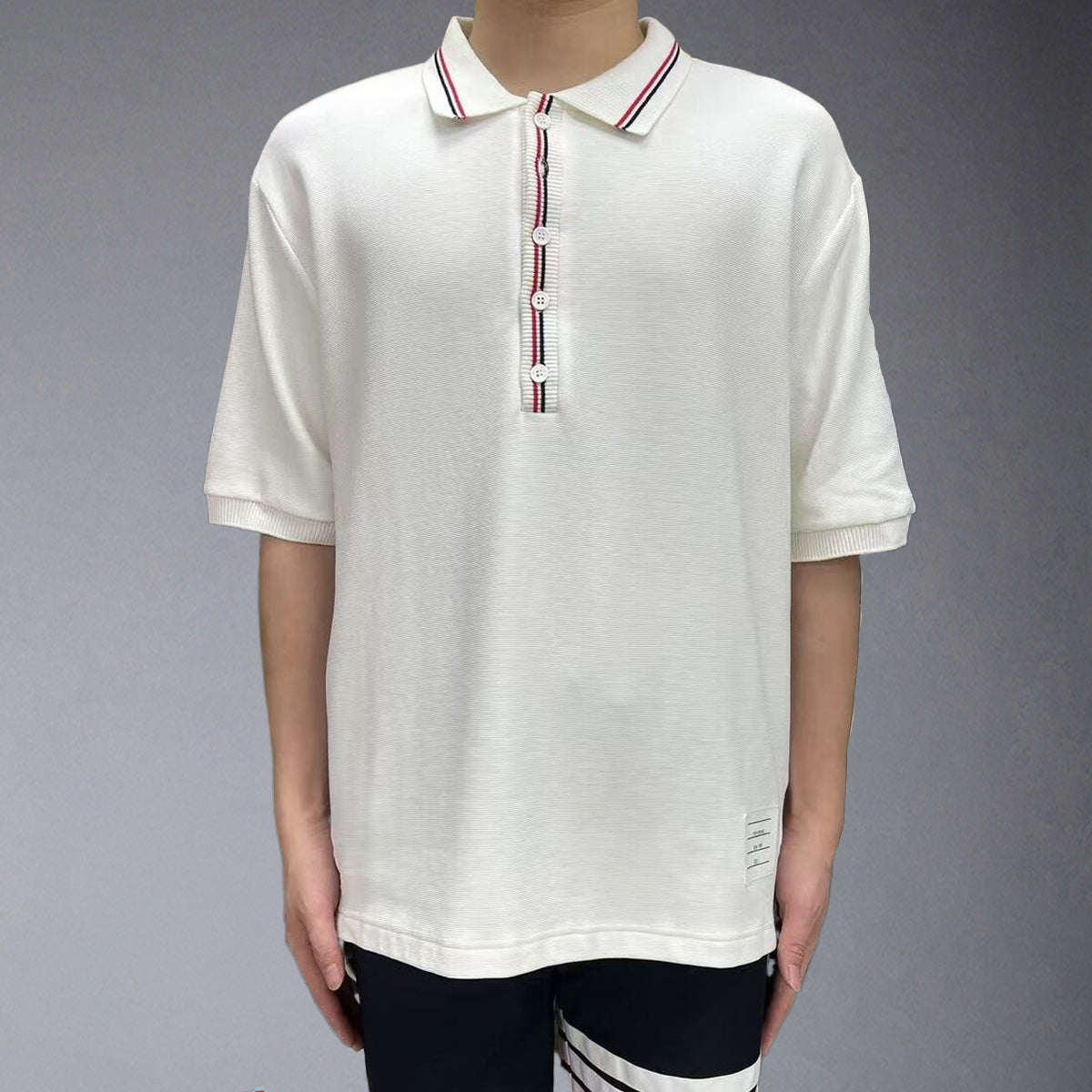 Thom BrowneMen's Signature Cotton Polo Shirt | 4-Bar Detail | Heritage Trim