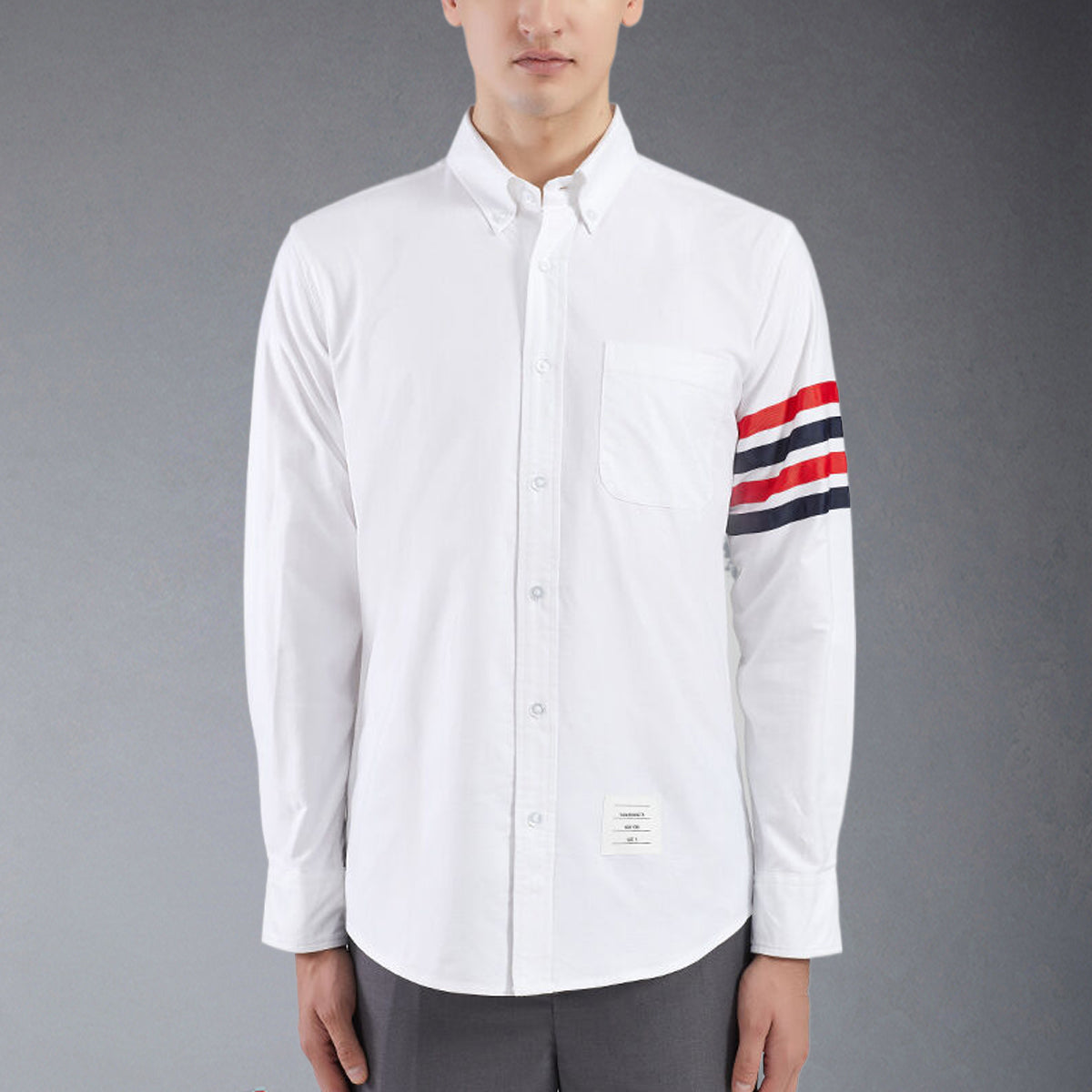 Thom BrowneCasual 4-Bar Rainbow Oxford Elastic Shirt