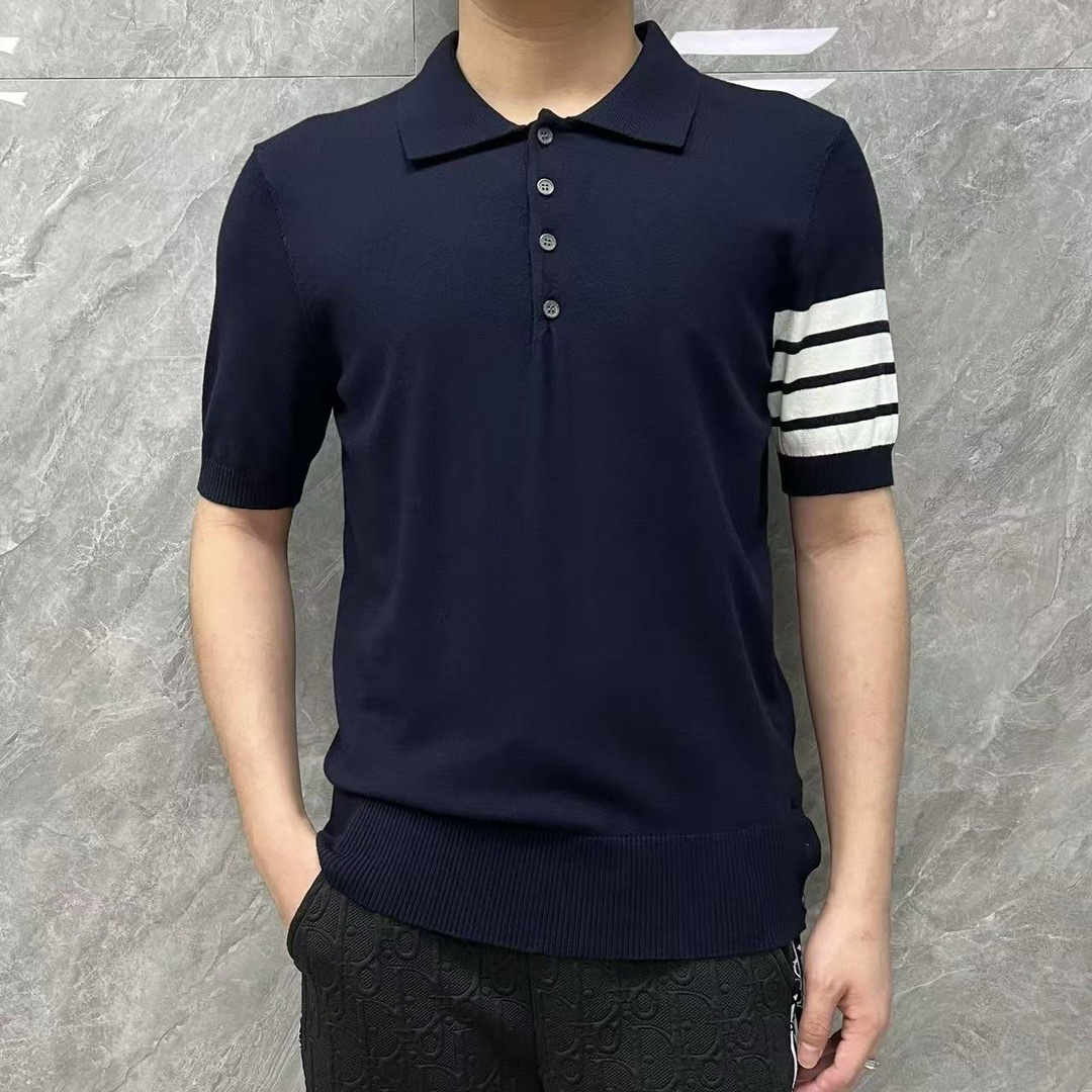 Thom BrowneMen's Nautical Knit Polo Shirt | 4-Bar Detail | Heritage Grosgrain