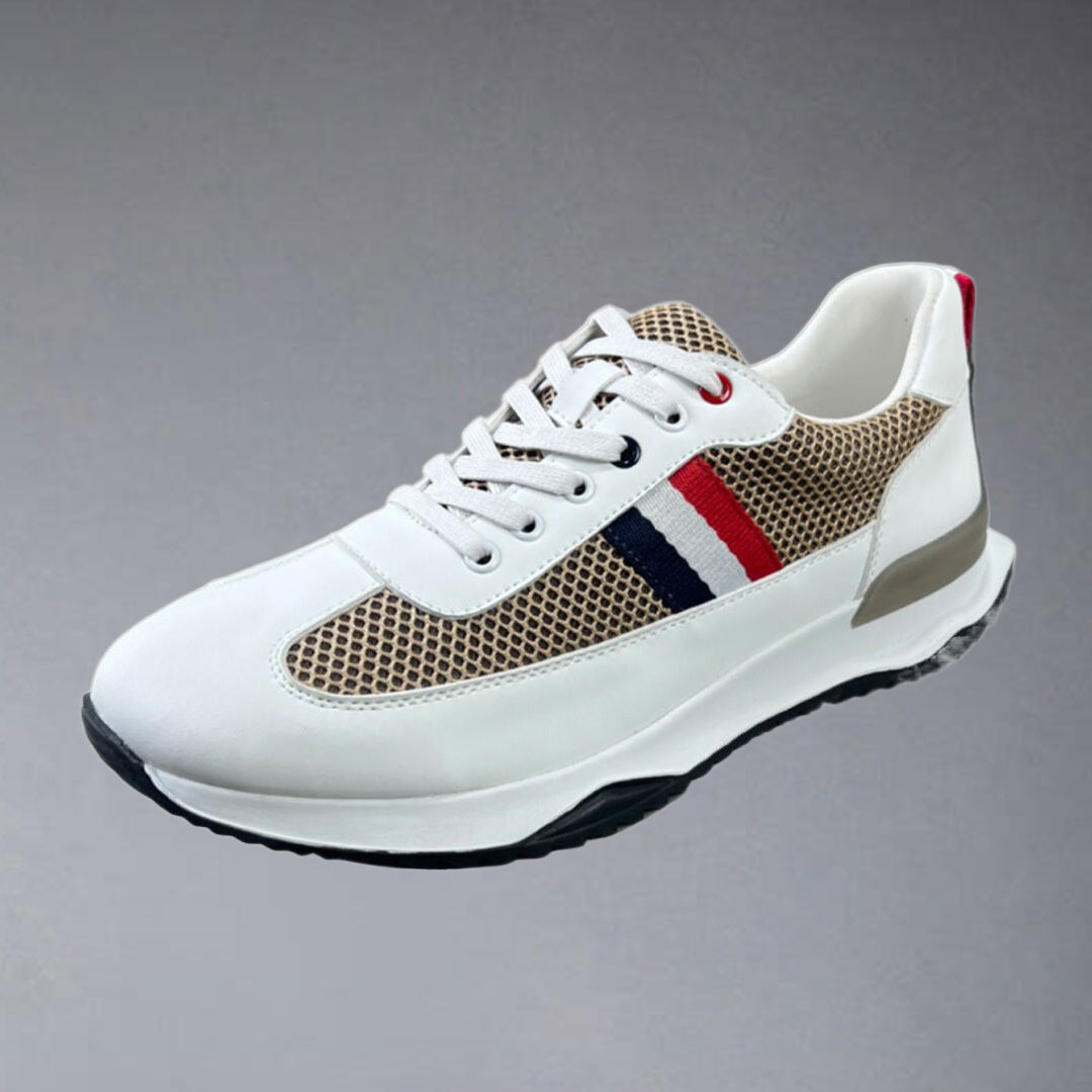 Thom BrowneMen's Premium Leather Sneakers - Handcrafted Cowhide Low-Top Casual Shoes with Grosgrain Detail