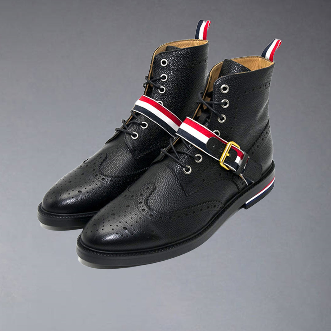 Thom BrowneMen's Top-Tier Premium Leather Dress Shoes with Grosgrain Buckle - Superior Quality