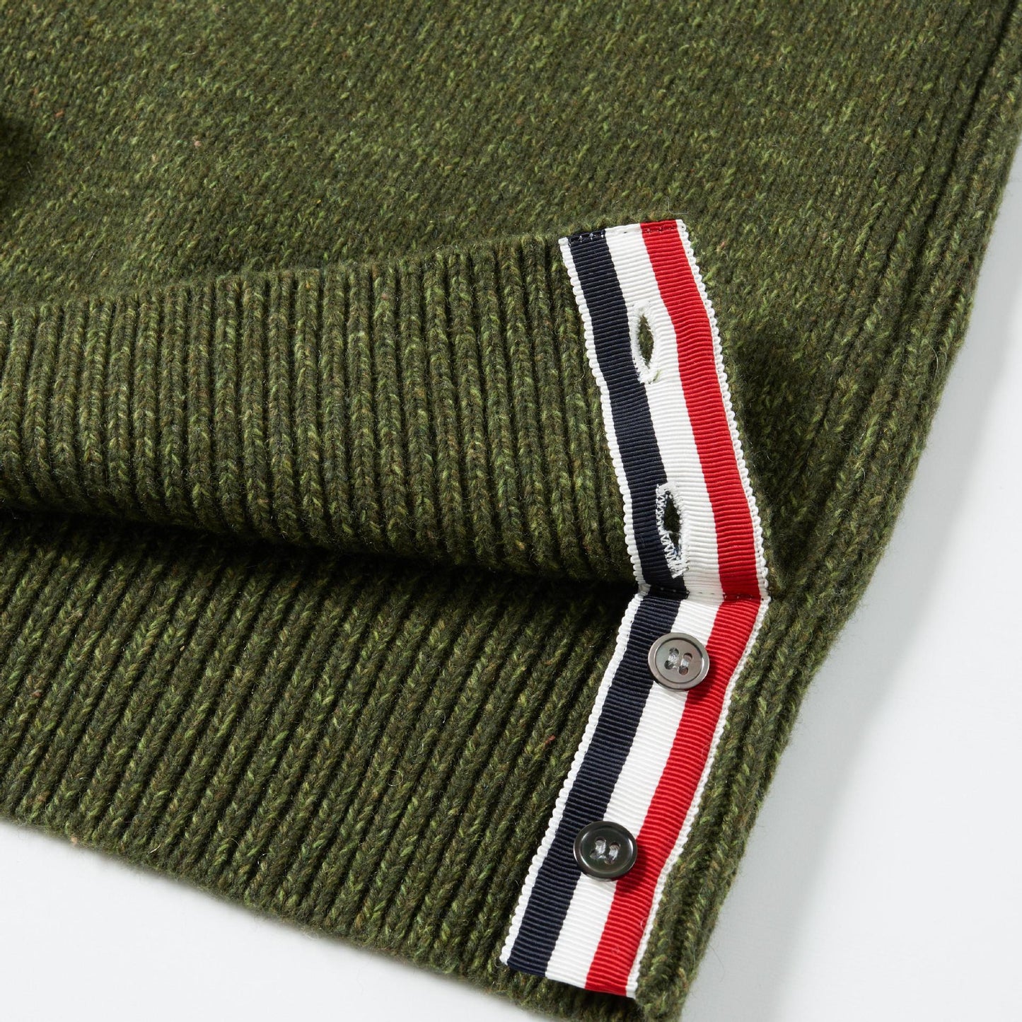 Thom Browne4-Bar Cotton Wool Knitted Cardigan - Premium Military Green