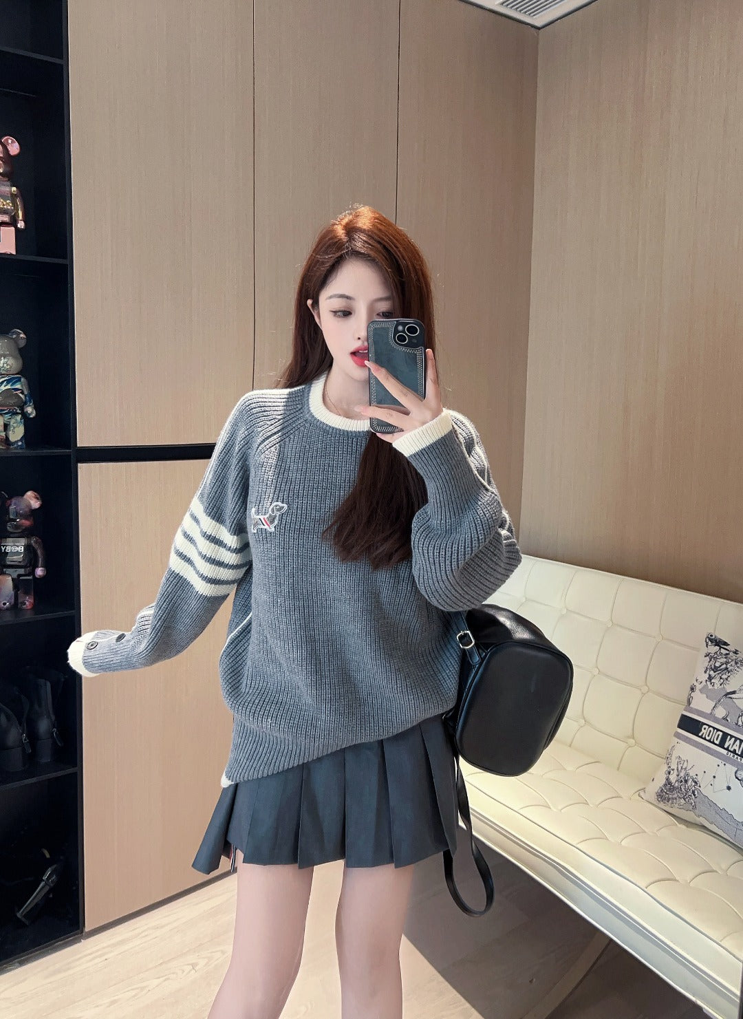 Japanese Cotton Pullover Sweater - Partial Button Front