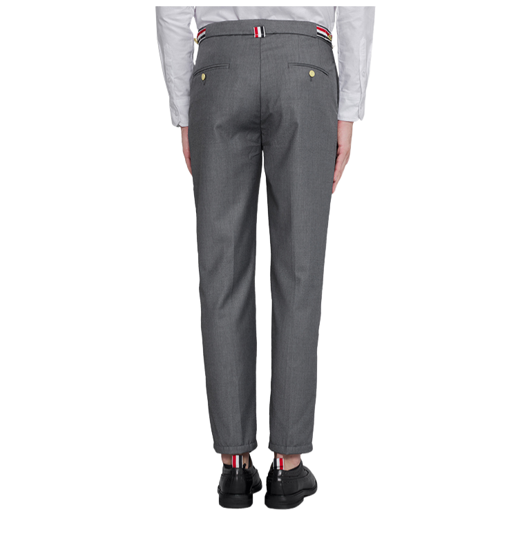 Thom BrowneMen's Casual Trousers - 100% Wool with Adjustable Backstrap