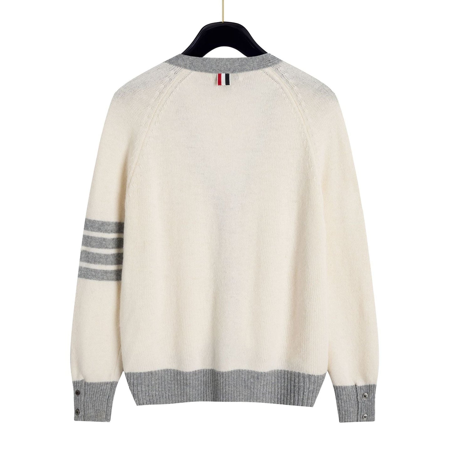 Thom BrowneUnisex Classic V-Neck Knitted Cardigan with 4-Bar Sleeve Detail