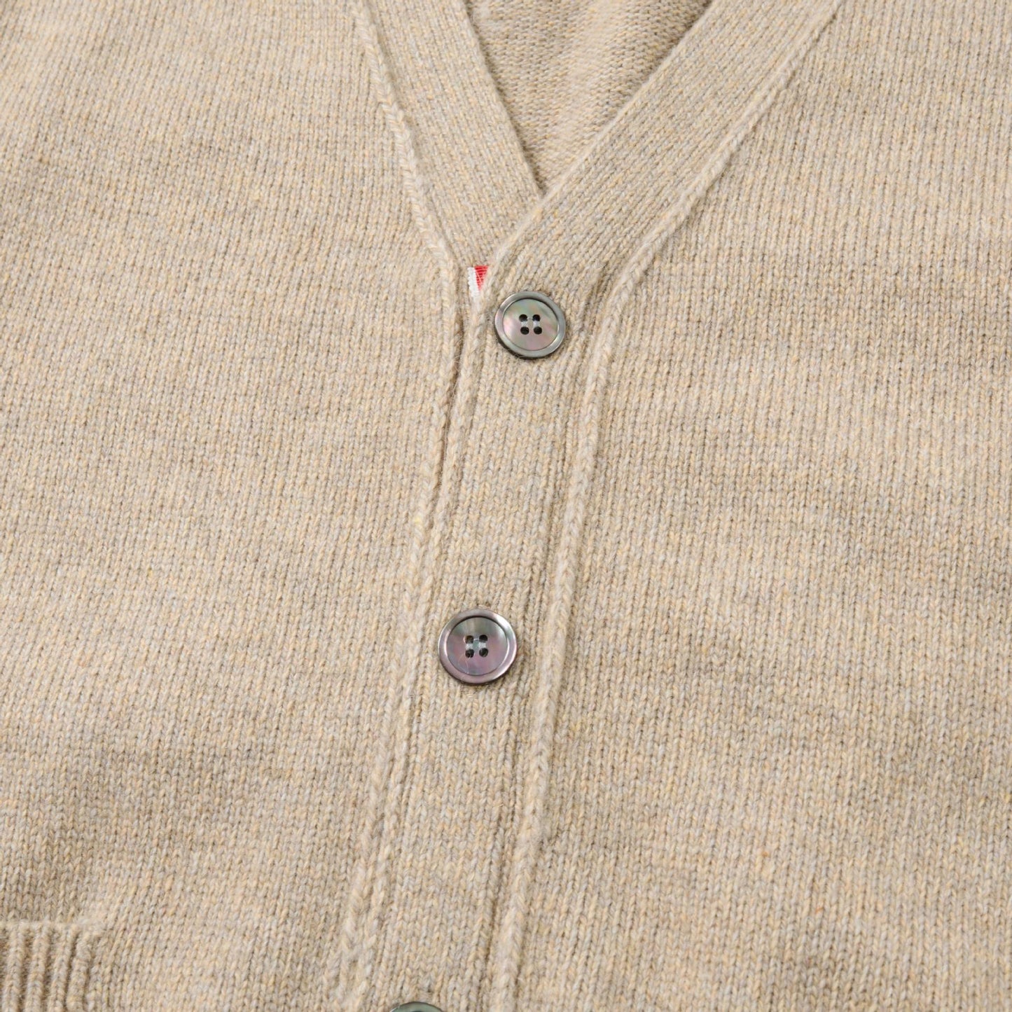 Thom Browne4-Bar Premium Cotton V-Neck Cardigan - Classic Khaki Knit