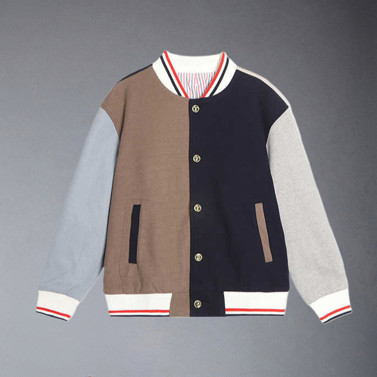 Color Block Jacket with Signature Grosgrain Detail
