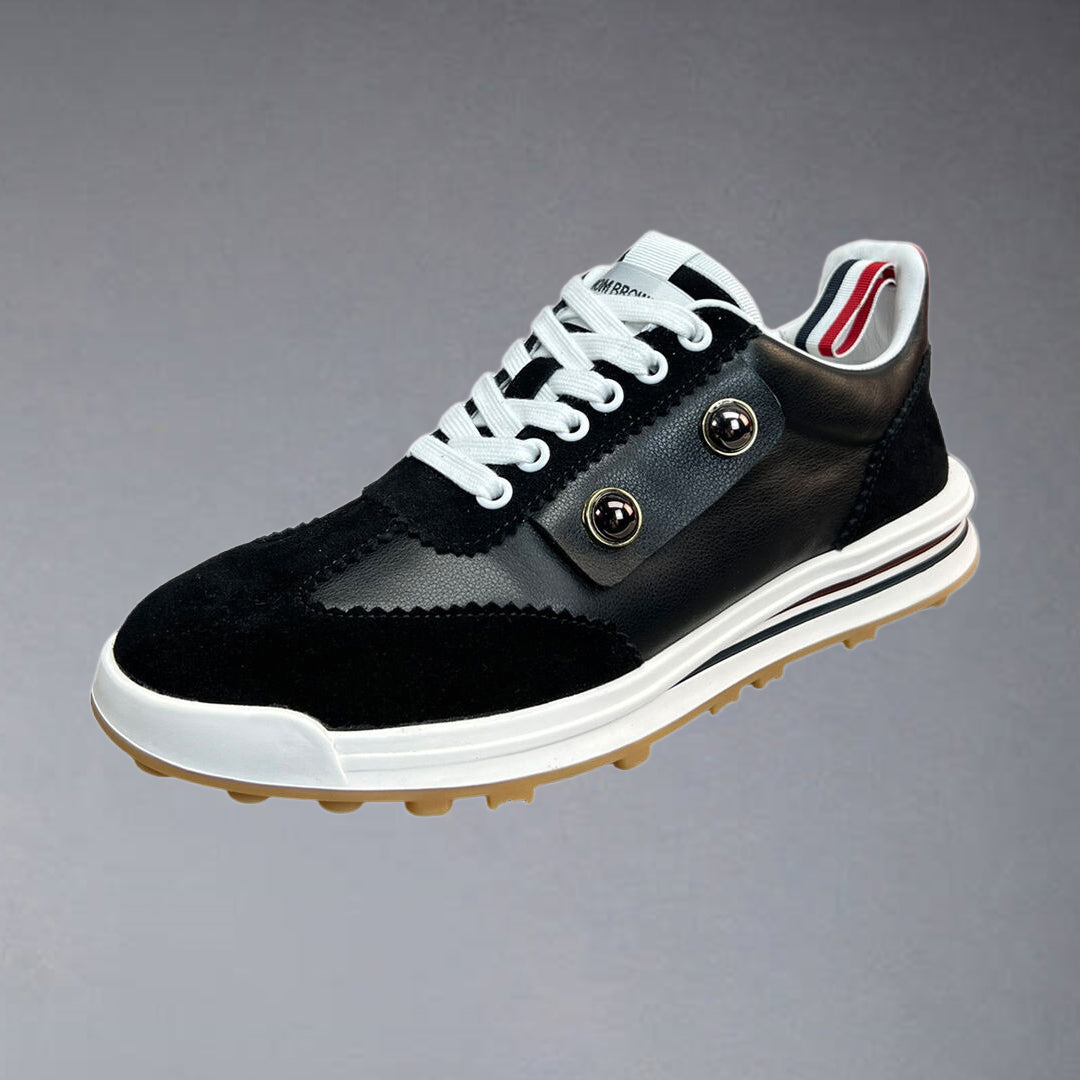 Thom BrowneMen's Classic Leather Sneakers - Premium Cowhide Low-Top Casual Shoes with Grosgrain Detail