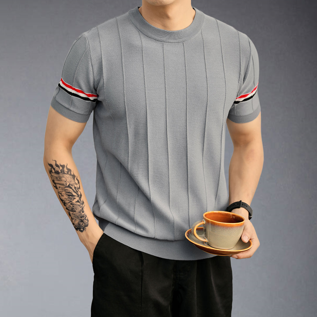 Men's Textured Knit Polo Shirt | 4-Bar Detail | Signature Grosgrain