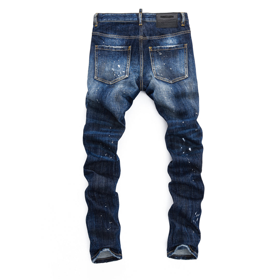DSQ2 Men's Slim Fit Ripped Jeans – Dark Wash Stretch Denim
