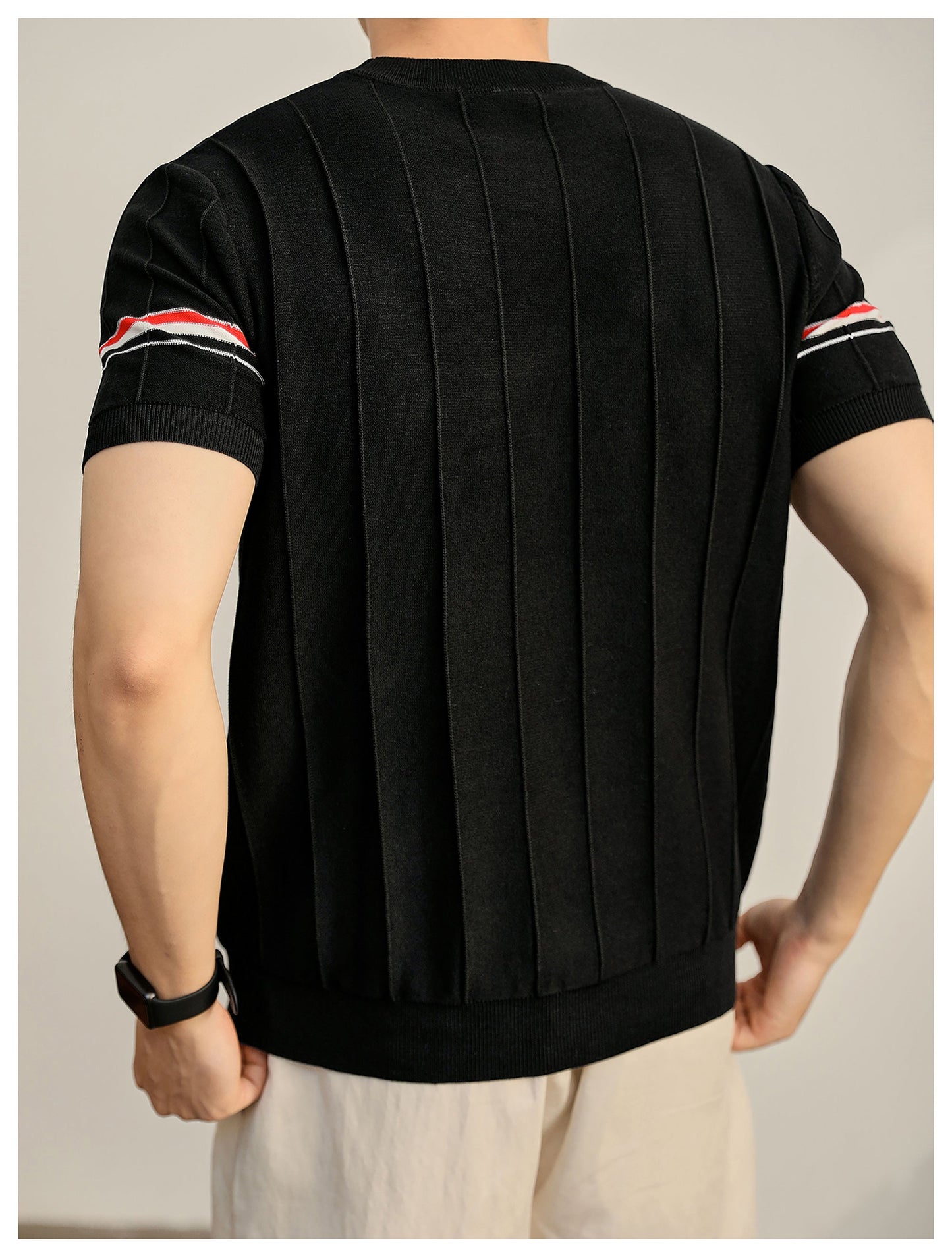 Men's Textured Knit Polo Shirt | 4-Bar Detail | Signature Grosgrain