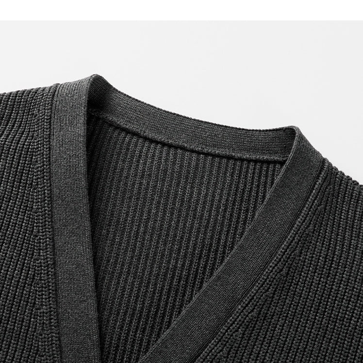 Thom BrownePremium Cotton Wool Knitted Cardigan - Dark Gray (Extended Sizes)