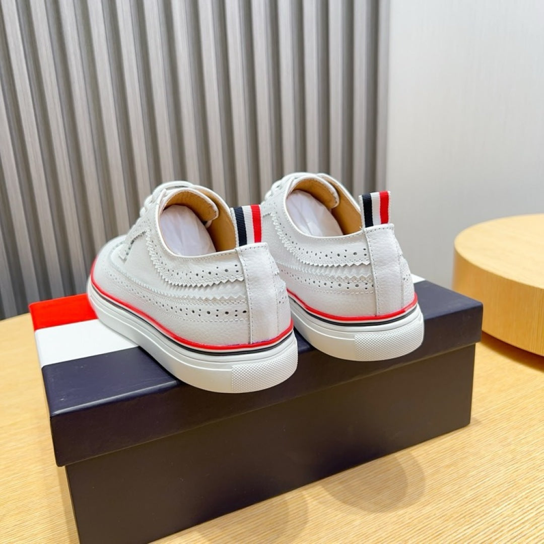 Thom BrownePremium Leather Sneakers with Grosgrain Buckle - Three Color Options