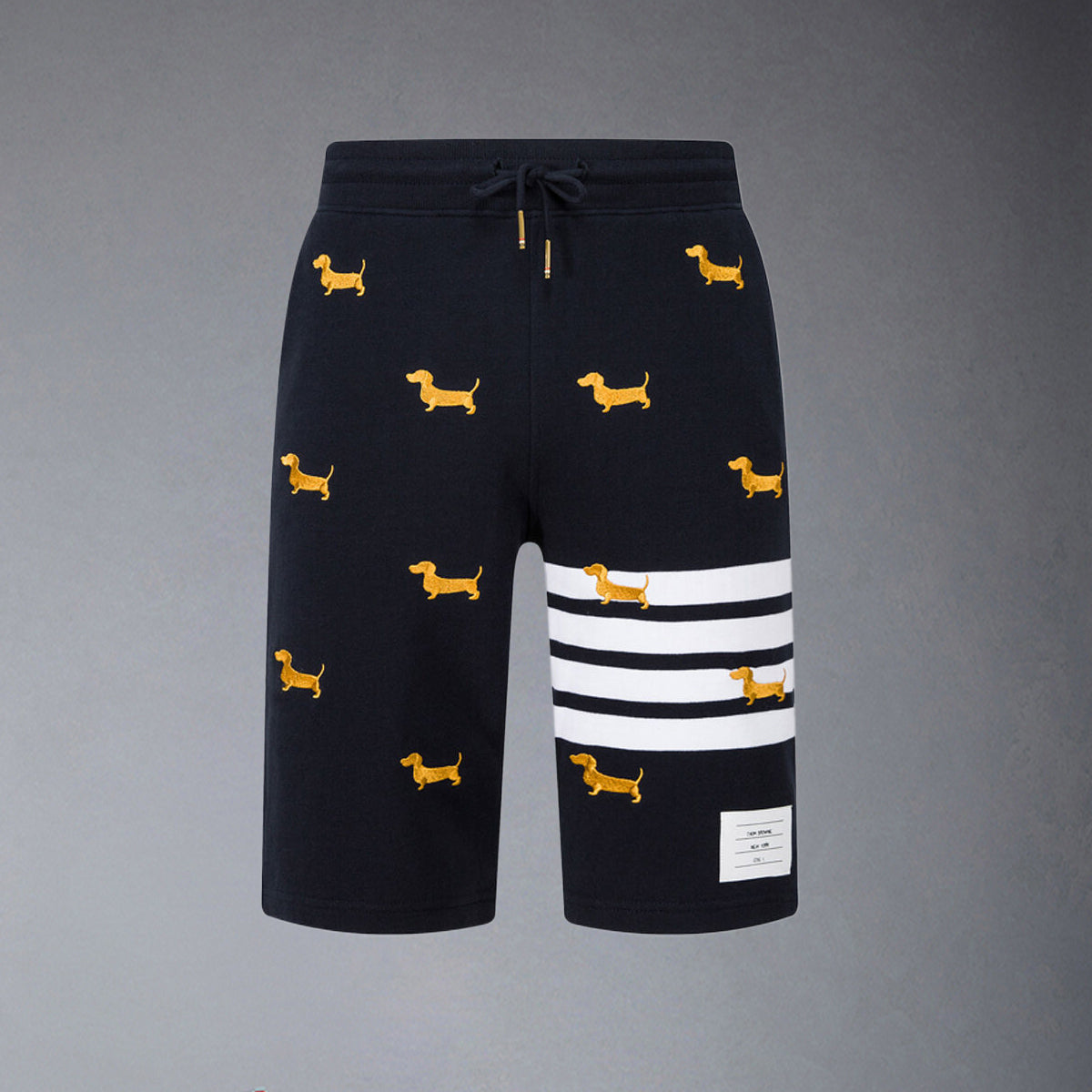 Thom BrowneMen's Embroidery Shorts - 100% Cotton Made in Japan with 4-Bar Detail
